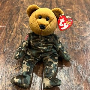 AUTHENTIC Rare TY Beanie Baby HERO the USO Military Bear  Born March 12, 2003